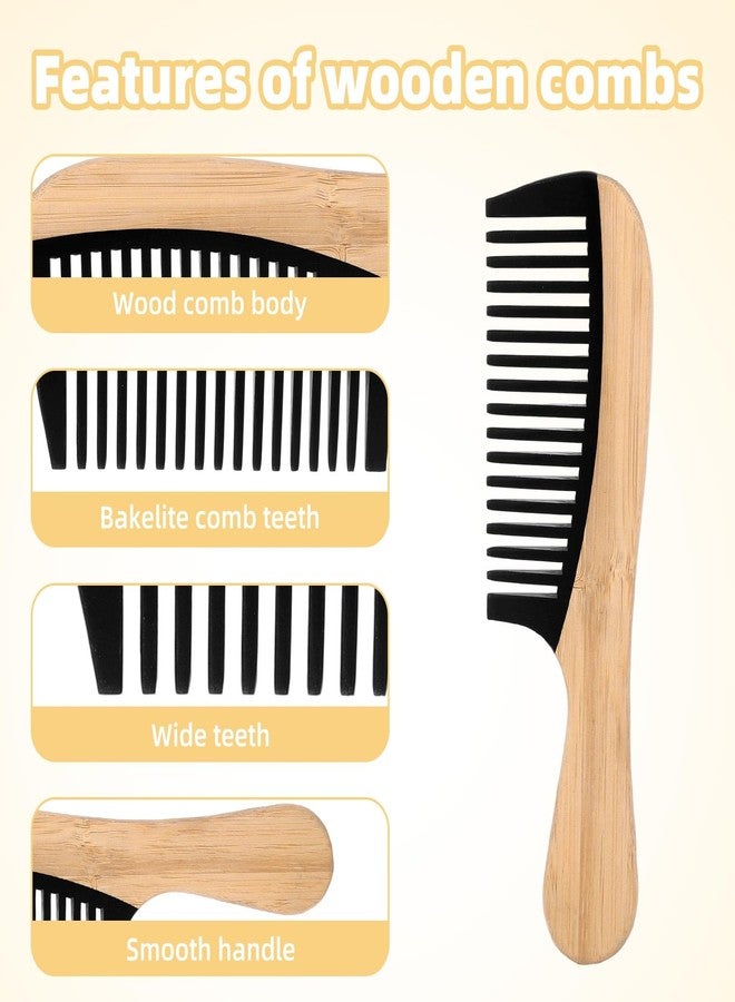 Penitue 2pcs Wooden Wide Tooth Comb, Anti-Static Large Bamboo Gentle Detangling Hair Comb with Big Bakelite Teeth Detangler Brush for Women Curly Wavy Hair Stylist Essentials Products Care Tools - Image 4